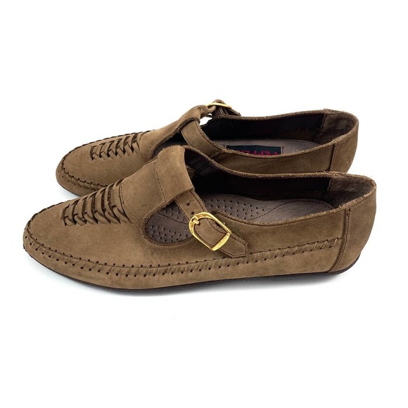 Vintage Shoes - 70's suede woven moccasin flats by POSITIVELY PEPPERS